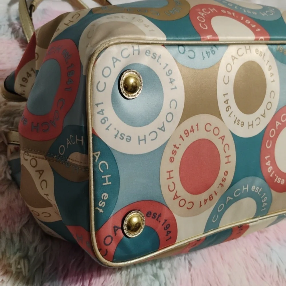 SALE! Coach Twist Lock 3 Compartment Vintage Shoulder Bag W Hangtags & Scarf - Picture 8 of 15